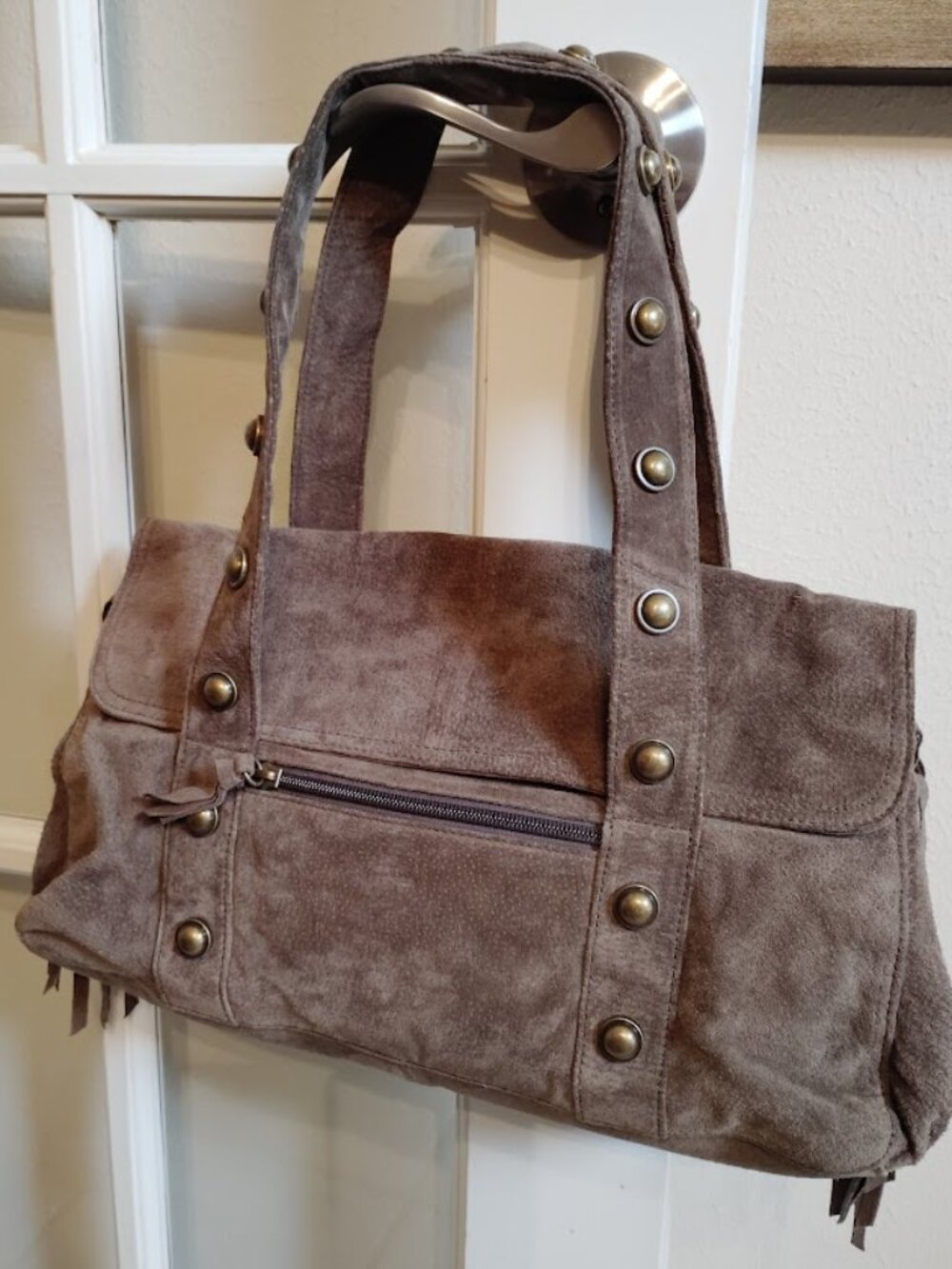 Wilsons Leather Studded Suede Bag